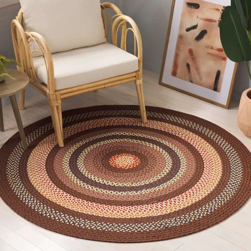 Vista 15 de Safavieh Braided Collection BRD313A tapete de lana hecho a mano color café, Algodón Marrón (Brown/Multi)