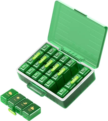 Vista 10 de Organizador semanal de pastillas 4 veces al día, compartimentos grandes, pastillero de 4 x 7 días, organizador de medicamentos, pastilleros