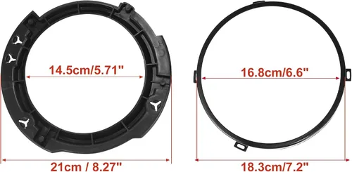 Vista 5 de X AUTOHAUX Juego de anillo de retención de montaje de faro redondo de 7 pulgadas con anillo metálico para faro para Jeep Wrangler JK 2007-2017 Negro