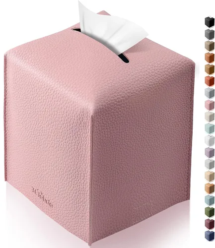 Vista 30 de Funda cuadrada para caja de pañuelos de piel sintética moderna para decoración creativa, paquete de 2, ideal para baños, oficina, coche, mesita