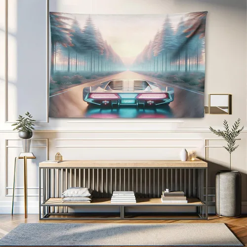 Vista 70 de Ambesonne Tapiz Trippy, vista panorámica de la cascada con bosques de ensueño y mandala oriental psicodélico, decoración de tela para colgar