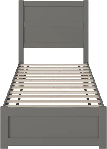 Vista 4 de AFI NoHo - Cama de plataforma de tamaño individual con estribo y estación de carga en color gris
