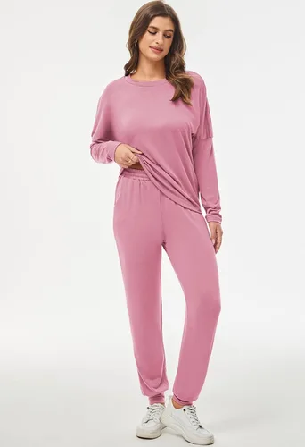 Vista 4 de Fixmatti - Conjunto deportivo de 2 piezas para mujer de estilo informal, pantalón largo