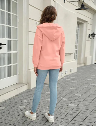 Vista 2 de ORANDESIGNE Sudadera con capucha y cremallera para mujer, casual, de manga larga, con bolsillo
