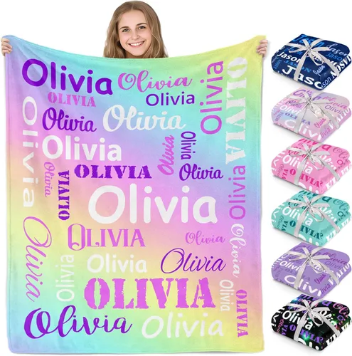 Vista 18 de Gudina Mantas y mantas personalizadas con nombre personalizado con nombre, manta de franela personalizada, regalos para niños, niñas, niños y bebés