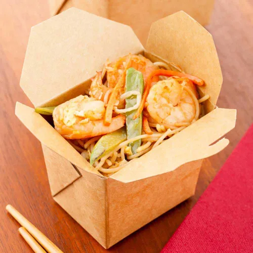 Vista 3 de Restaurantware Bio Tek - Cajas chinas de 8 onzas para llevar, 25 cajas de comida a prueba de grasa, con bloqueo de pestañas, papel kraft
