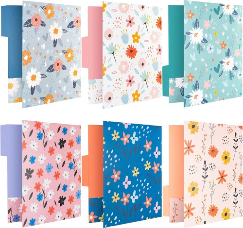 Vista 8 de Carpetas decorativas para archivos, paquete de 12 carpetas florales, tamaño carta, 6 diseños