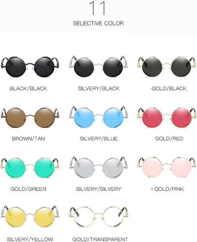 Vista 6 de Dollger Gafas de sol vintage Steampunk Retro Metal Round Circle Frame