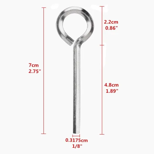 Vista 2 de Llave hexagonal estándar de 1/8 pulgadas con bucle completo, llave Allen para puerta para dispositivos de salida de pánico, metal sólido – 12