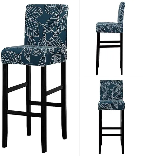 Vista 4 de Lellen Juego de 2 fundas para taburetes de bar, fundas jacquard para taburetes de bar, fundas deslizables elásticas para taburetes de bar