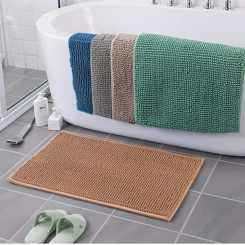 Vista 2 de QWEASDF Tapetes absorbentes para baño, antideslizantes, para ducha, entrada, entrada, felpudos de felpilla, extraíbles y lavables, color gris, 19.7