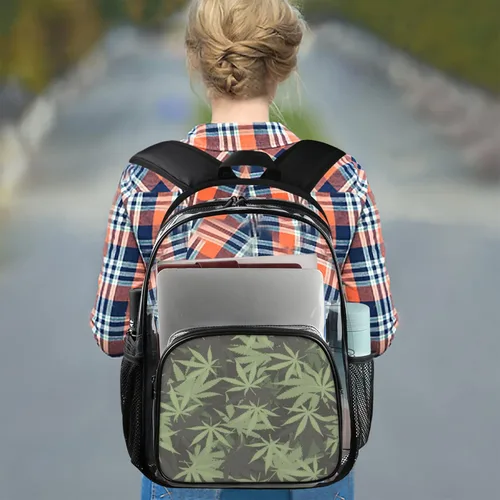Vista 7 de ZQYLAN Marihuana Clear Backpack Heavy Duty PVC Large Transparent Backpack Marihuana See Through Backpack for Work Travel School Sports College