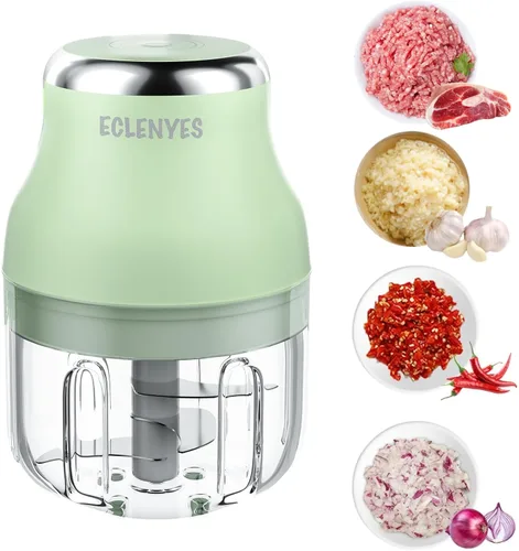Vista 12 de Picador de verduras, picador eléctrico de ajo de 3.4 fl oz, mini licuadora recargable, potente procesador de alimentos pequeño, licuadora a