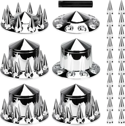 Vista 8 de Aeagle - Kits de combinación de cubierta de eje domo para ejes de camión semi con tuerca de lengüeta de 33 mm atornillada, plástico ABS cromado, 2