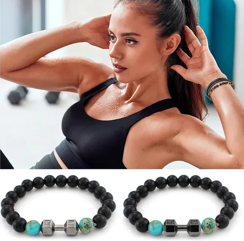 Vista 4 de Honbay 50 dijes de aleación para mancuernas colgantes, mini, equipo de fitness, cuentas espaciadoras para aretes, collares, pulseras, llaveros
