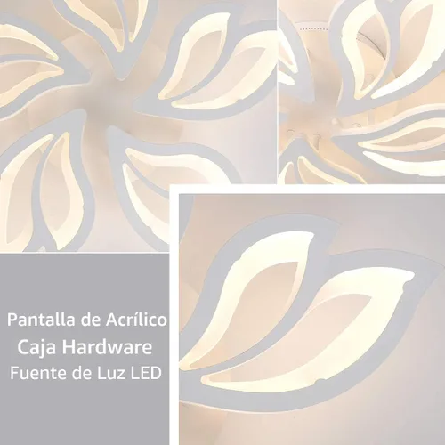 Vista 7 de Garwarm Lámpara de Techo Moderna, Candelabro LED Regulable de 23.6" Empotrado en el Techo, Control Remoto Lámpara de Hoja Acrílica Blanca para Sala