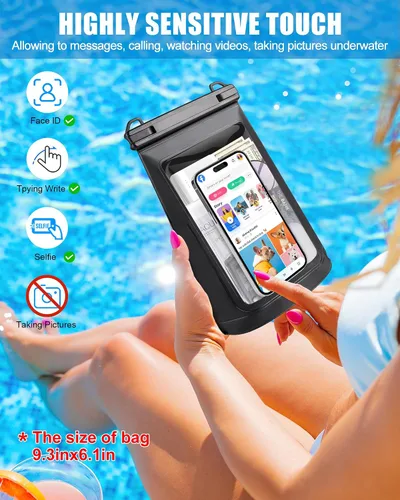 Vista 4 de Bolsa impermeable para teléfono de gran capacidad, bolsa seca flotante para teléfonos de 6,9
