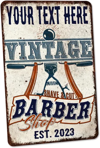 Vista 13 de Chico Creek Signs Letrero de barbería, decoración de salón, 8 x 12 pulgadas, aluminio, retro