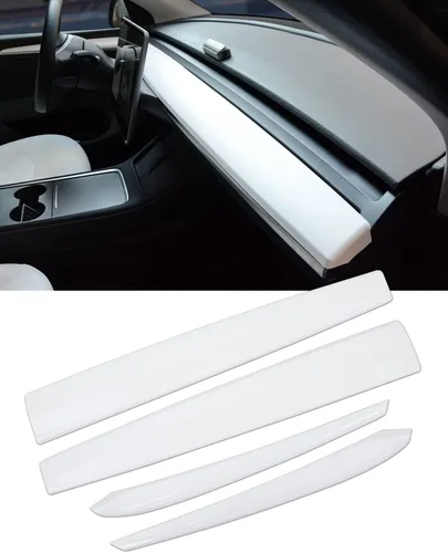 Vista 8 de KKTR-CAR Cubierta de tablero y cubierta de panel de reposabrazos interior de la puerta delantera, compatible con Tesla Model 3 2021-2023 Model Y