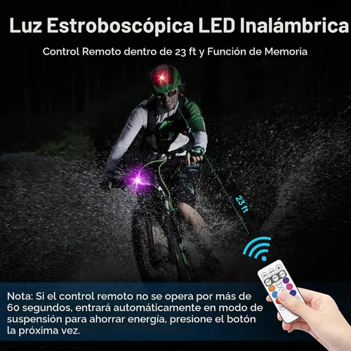 Vista 6 de Luces LED inalámbricas para coche 8 piezas con control remoto, luces LED estroboscópicas inalámbricas 8 colores con carga USB, IP65, impermeables