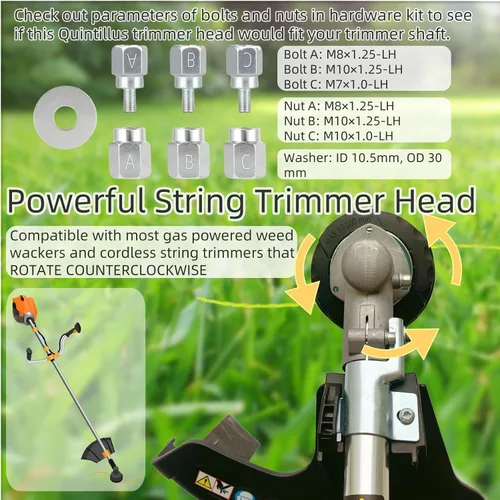 Vista 2 de Quintillus H02 Weed Eater Head Universal Trimmer Head String Trimmer Head Bump Feed Wacker Head Wacker Cabezal de repuesto para Weed Warrior, Echo