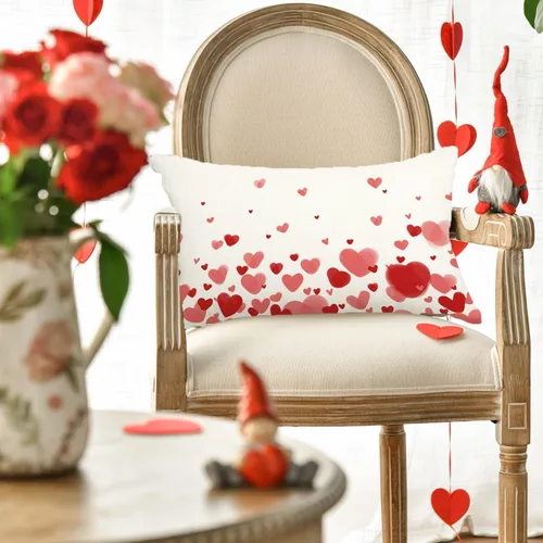 Vista 3 de RABUSOFA Fundas de almohada de San Valentín de 12 x 20 pulgadas, decoración del día de San Valentín, fundas de cojín lumbar, fundas de cojín lumbar