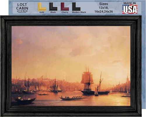 Vista 11 de Lost Cabin Dusk on the Golden Horn de Ivan Aivazovsky Impresión en marco plano negro Reproducción de pinturas de obras de arte finas Regalo