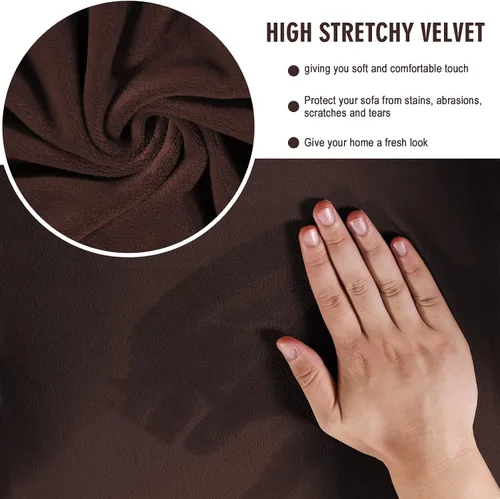Vista 3 de ShowyLive Fundas para silla de sala de estar, funda elástica para sillón de felpa de terciopelo con 1 cojín separado, protector elástico de muebles