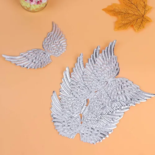 Vista 4 de Parches de alas de ángel para manualidades, accesorios para el cabello, 12 unidades (plateado)
