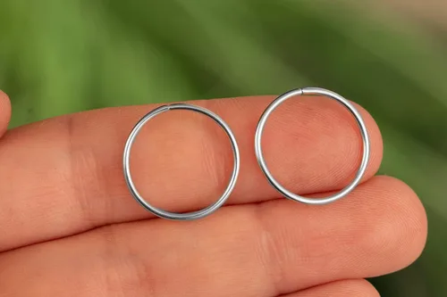 Vista 48 de Aretes de aro de oro de plata – Aretes de aro para mujer, dos piezas de aros de plata fina rellenos de oro, aro de hélice, anillo de tragus, aro