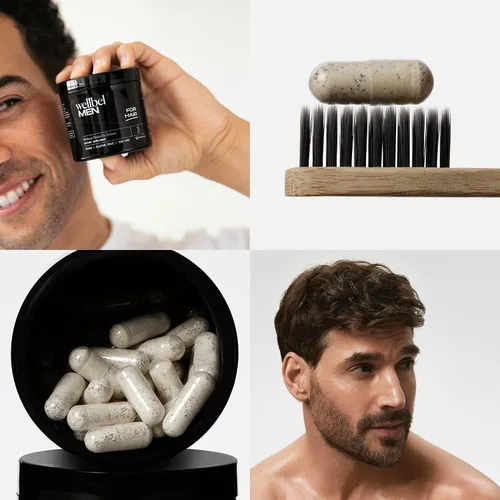 Vista 5 de WELLBEL Suplemento limpio para hombres, para cabello, piel y uñas, vegano, sin gluten y sin OMG, 90 unidades, paquete de 3