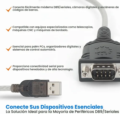 Vista 6 de Manhattan El convertidor USB a serie conecta un dispositivo serie a un puerto USB (205146)