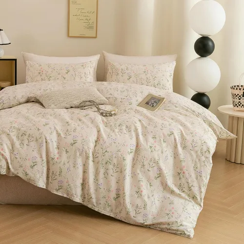 Vista 8 de ECOCOTT Juego de funda de edredón floral tamaño Queen, 100% algodón lavado, sensación de lino, 3 piezas, funda de edredón vintage con cierre
