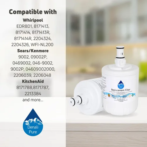 Vista 9 de Paquete de 3 filtros de agua de repuesto para refrigerador Whirlpool ED22TEXHW01, compatible con Whirlpool 8171413, 8171414 cartucho de filtro