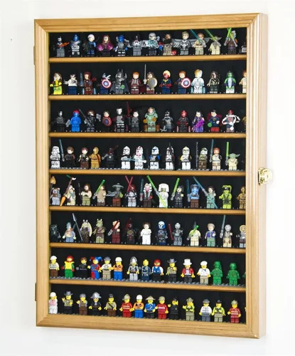 Vista 3 de Vitrina grande de más de 110 minifiguras para miniaturas, figuritas, mini figuras (nogal)
