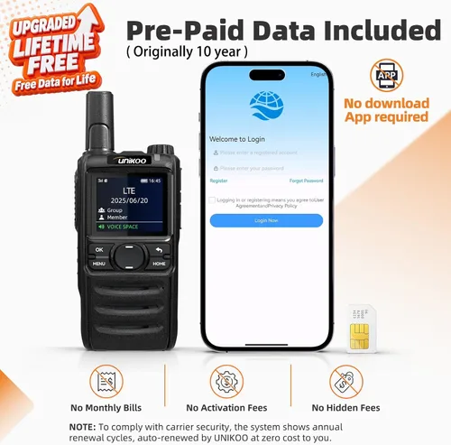 Vista 3 de Walkie Talkies gratis de por vida de rango ilimitado 4G LTE POC Radios