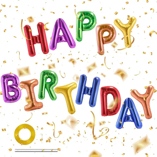 Vista 8 de CANREVEL Cartel de feliz cumpleaños, 13 letras de papel de aluminio de Mylar de 16 pulgadas, decoraciones de fiesta de cumpleaños para niños
