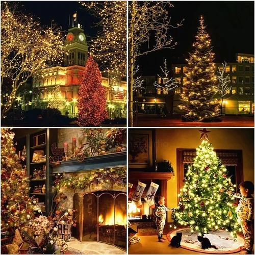 Vista 6 de 150 unidades de luces de Navidad LED mini de color blanco cálido, 50 pies de cable marrón, con certificación UL, conectables, luces de Navidad