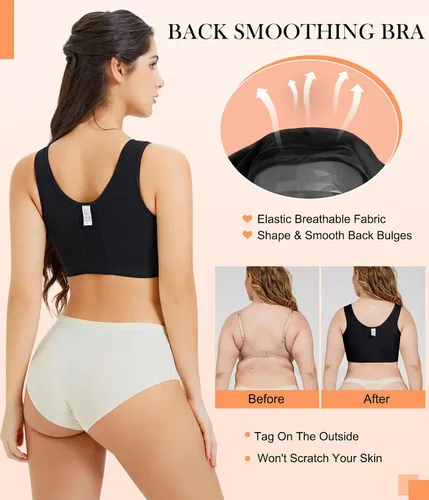 Vista 4 de CYDREAM Sujetador de compresión para uso diario con cierre frontal inalámbrico para mujer, con tirantes ajustables