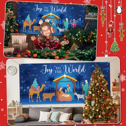 Vista 6 de Buryeah Decoración navideña para puerta de garaje, 6 x 13 pies, cubierta de Navidad para puerta de garaje, telón de fondo grande para decoraciones