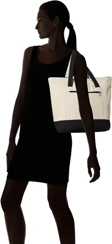 Vista 2 de TBF Bolsa de lona con cremallera grande personalizada con inicial, bolsas de regalo resistentes para mujer