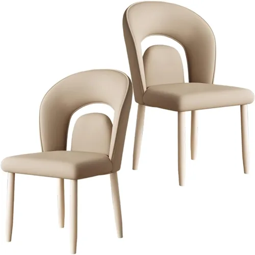 Vista 25 de YVYKFZD Leather Dining Chairs, Kitchen Chairs Set with Curved Back, Upholstered Dining Room Chair, Armless Comfy Side Chair, for Living Room, Dark