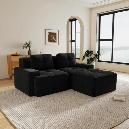 Vista 136 de Sofás seccional modular de 80" sin huesos modernos para sala de estar, juego de sofás comprimidos de 2 plazas con asiento profundo, sin necesidad