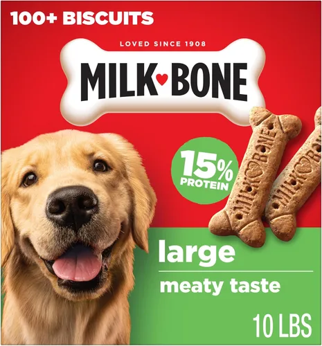 Vista 5 de Milk-Bone Original Dog Treats Galletas para perros grandes, 24 libras (paquete de12) 24 onzas. cajas, sabor carnoso que menea la cola, 15%