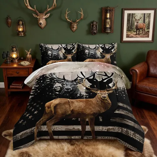 Vista 28 de HOSIMA - Juego de edredón individual de microfibra suave negro con 2 fundas de almohada, juego de ropa de cama individual a rayas con bandera