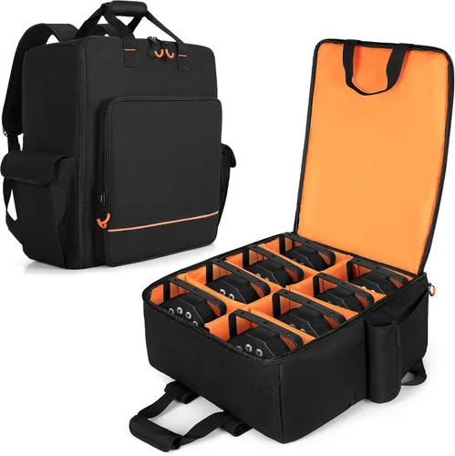 Vista 10 de LUXJA Bolsa de luz acolchada para 4 luces par, funda con divisor interior y bolsillos para accesorios, color negro