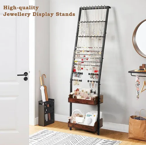 Vista 5 de Keebofly Organizador de joyas, organizador de joyas grande con soporte para collares, aretes, soporte de joyería colgante con pantalla para aretes