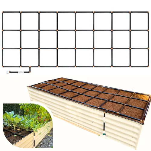 Vista 17 de Sistema de riego de rejilla de jardín, 2 x 4 sin esquinas, sistema de riego por goteo para camas de jardín, pero mejor, premontado, riega cada