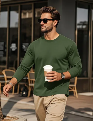 Vista 2 de Cotrasen - Camisetas básicas de manga larga para hombre, de algodón, con cuello redondo, transpirables, suaves y casuales