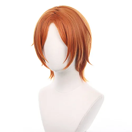 Vista 3 de XiongXiongLe Peluca de anime de Halloween, cosplay, anime, naranja, corto, para hombre, pelucas de repuesto para adultos, fiestas, juegos de rol